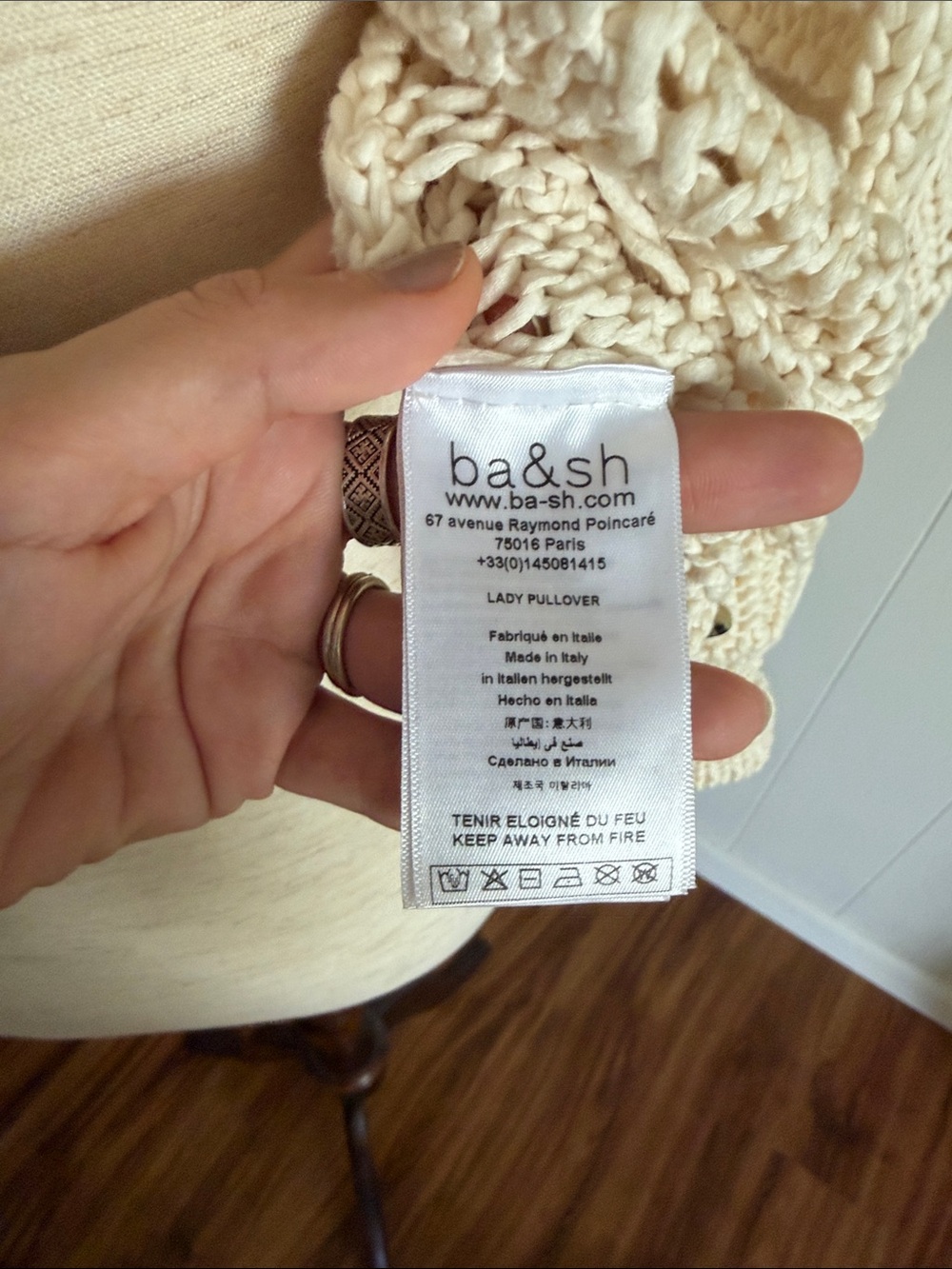 ba&sh Cream Open-Knit Button Cardigan - Picture 3 of 5